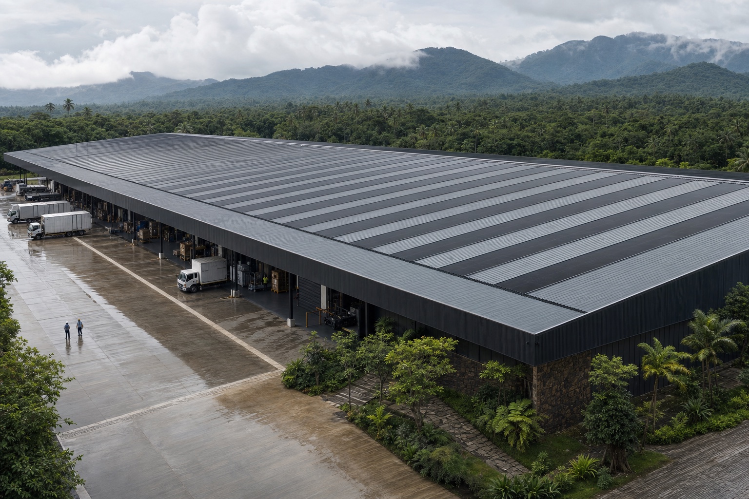Illustrative Building-Integrated Photovoltaic System (BIPV) application: Logistics and warehouse roofs