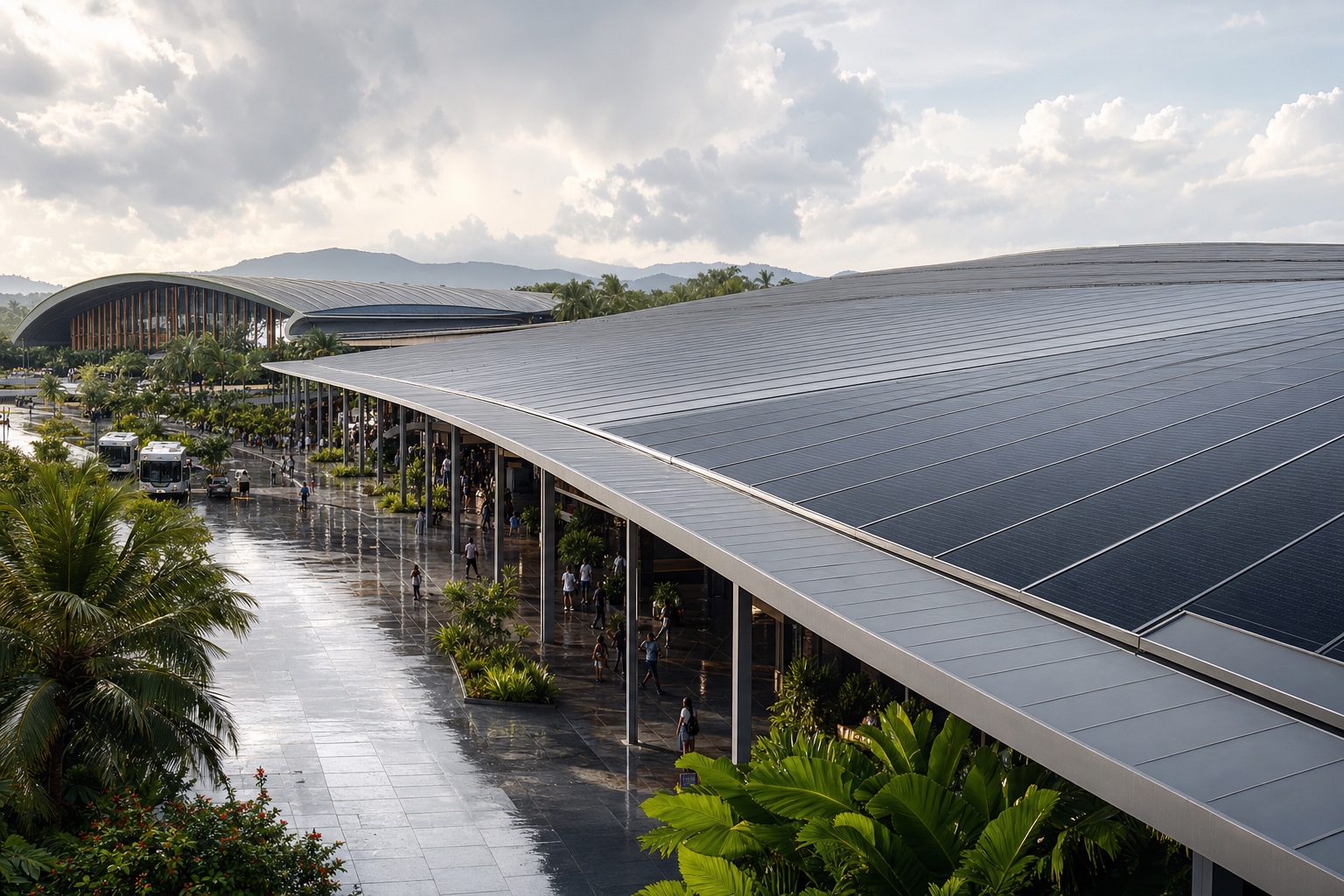 Illustrative Building-Integrated Photovoltaic System (BIPV) application: Large public metal roofs