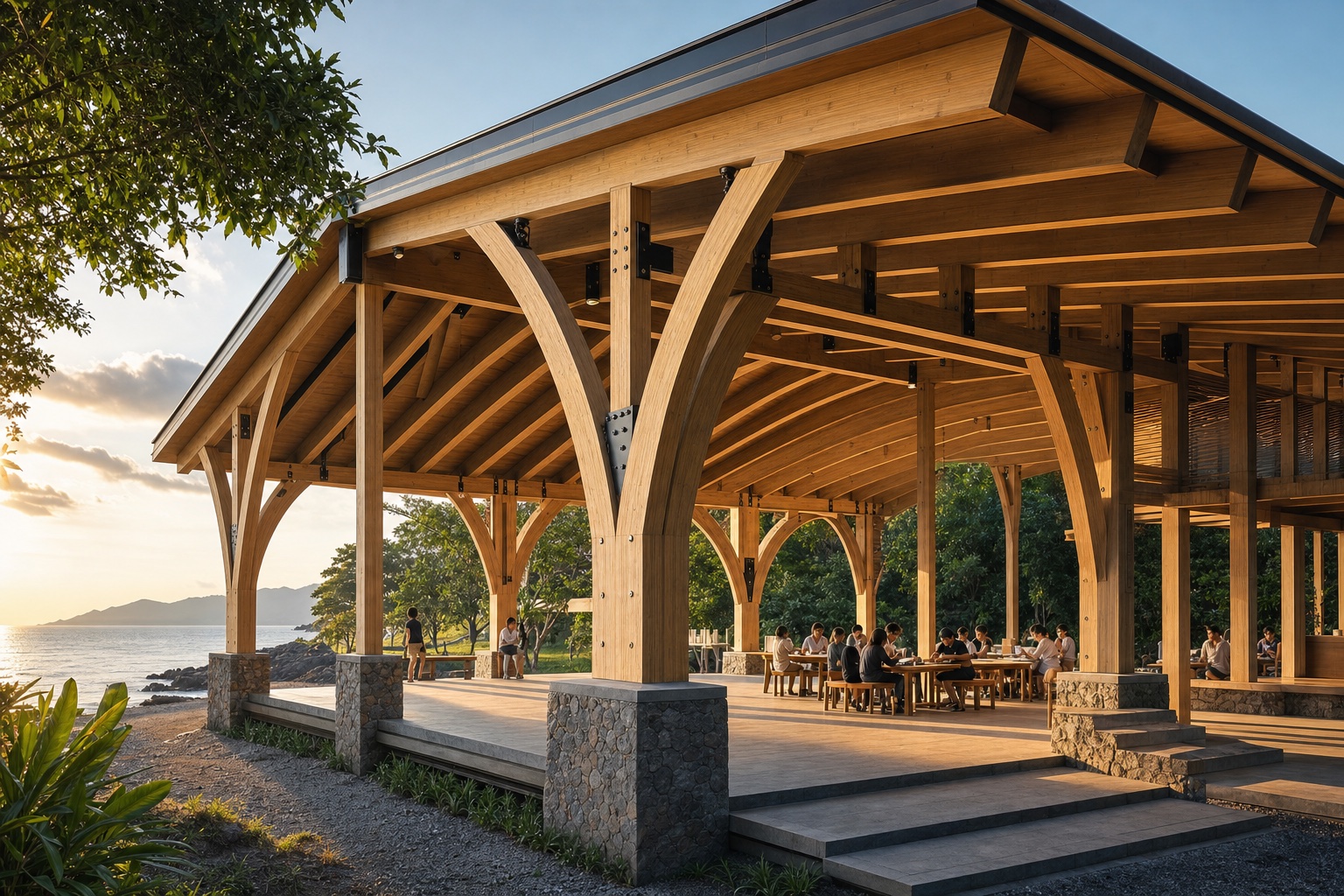 Illustrative Engineered Bamboo & Low-Carbon Structural Components application: Landmark public interiors
