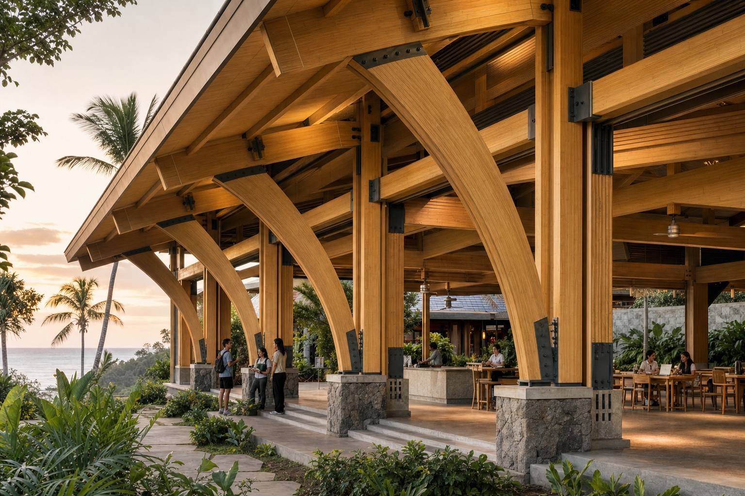 Illustrative Engineered Bamboo & Low-Carbon Structural Components application: Low-carbon demonstration buildings