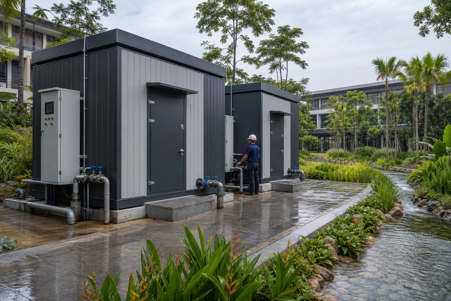 Illustrative Modular Water Treatment & Reuse System application: Commercial complexes