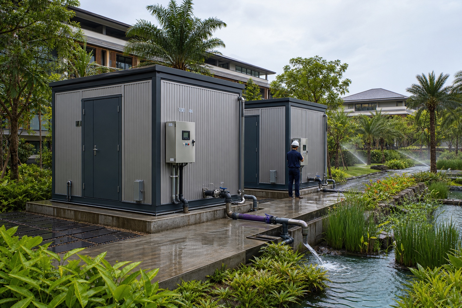 Illustrative Modular Water Treatment & Reuse System application: Hotels and campuses